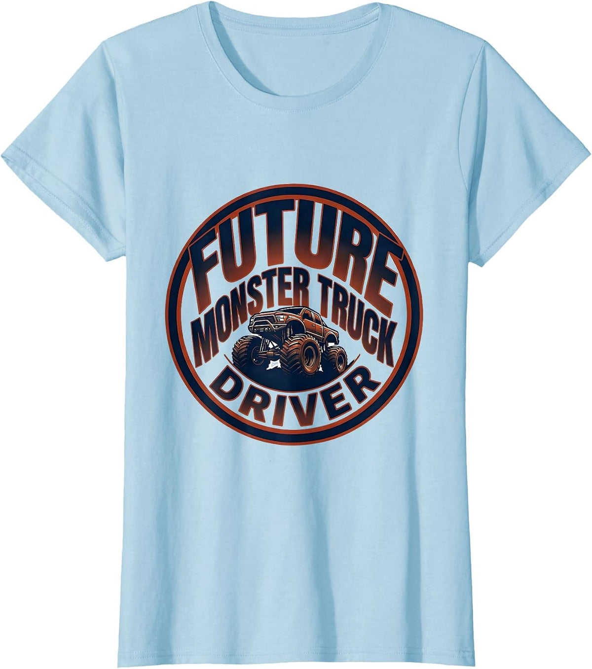 Future Monster Truck Driver Patriotic USA Flag Off-Road T-Shirt - Baby Blue