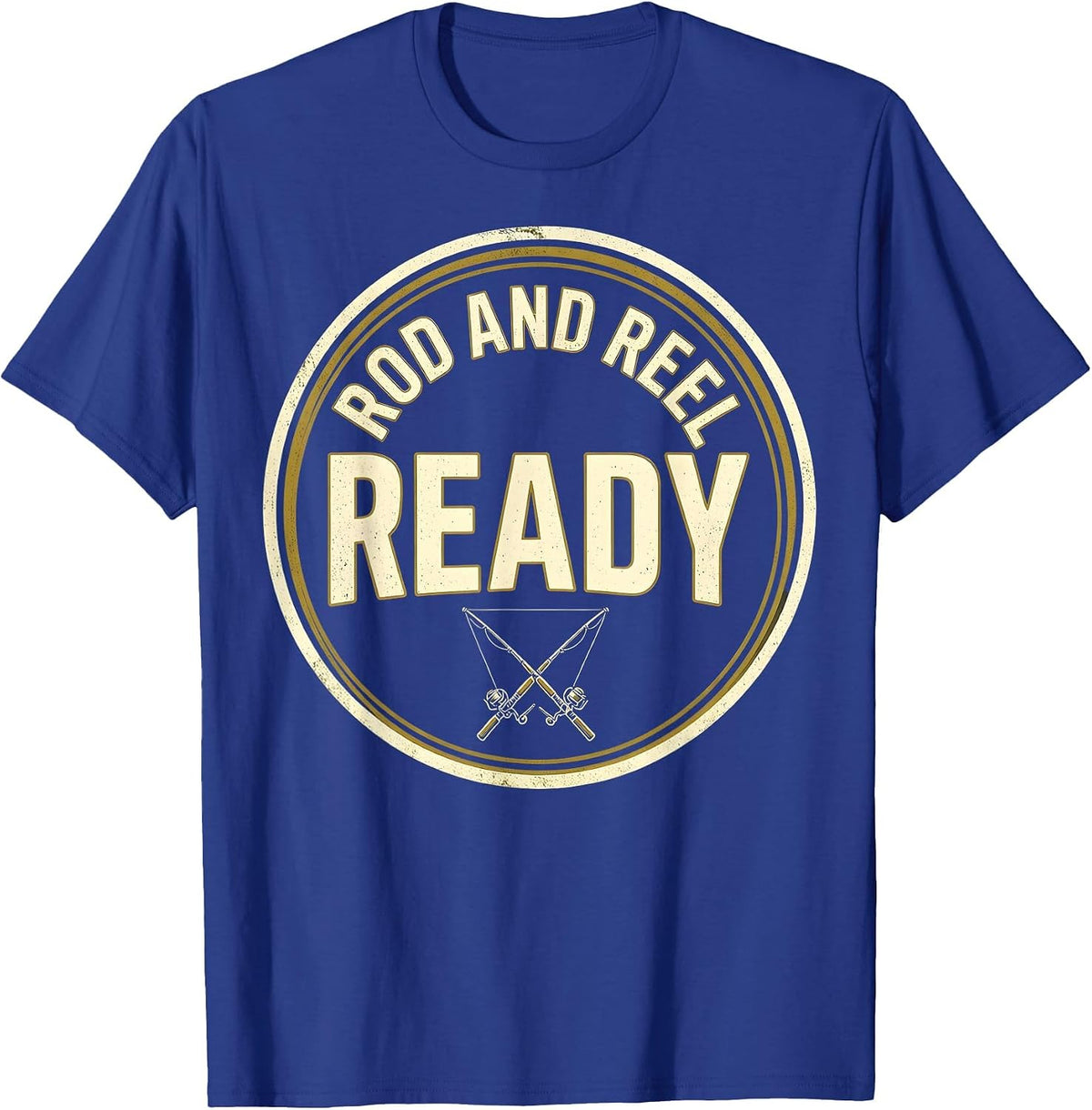 Rod and Reel Ready Fishing Long Sleeve Design T-Shirt - Royal Blue