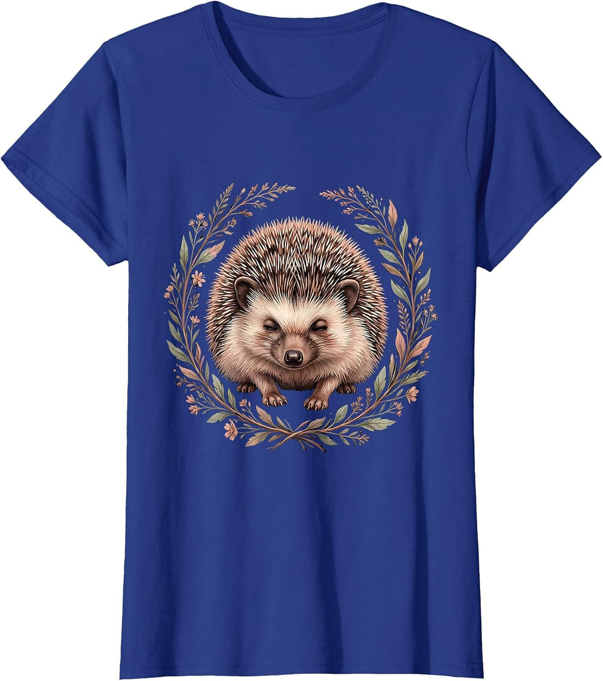 Women's Hedgehog Free Hugs Cute Cautious Hug Illustration T-Shirt - Royal Blue