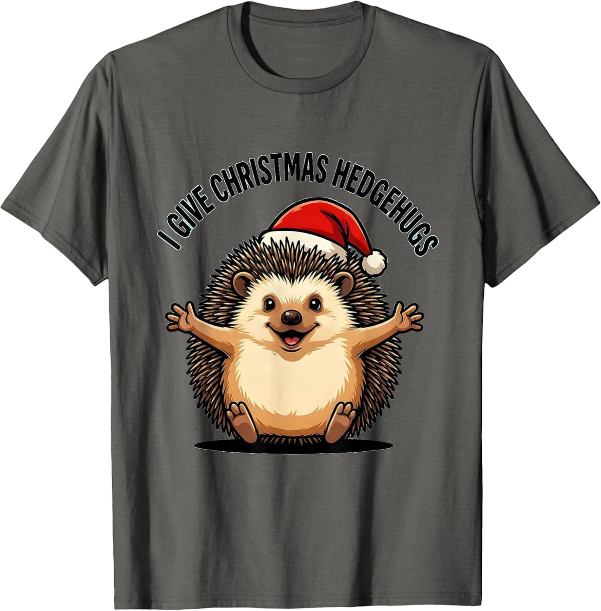 I Give Christmas Hedgehugs Cute Hedgehog Animal Lover T-Shirt - Asphalt Grey