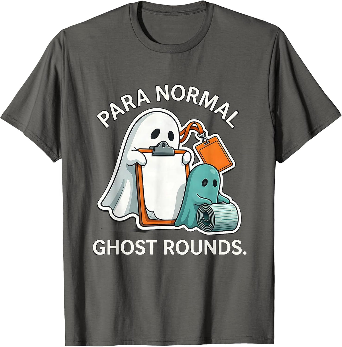 Men's Para Normal Ghost Rounds Sped Para Teacher Halloween T-Shirt - Asphalt Grey
