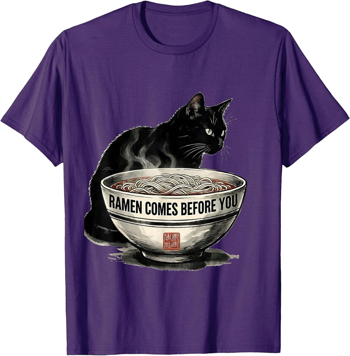 Men's Ramen Comes Before You Funny Kawaii Cat Anime Gift T-Shirt - Purple