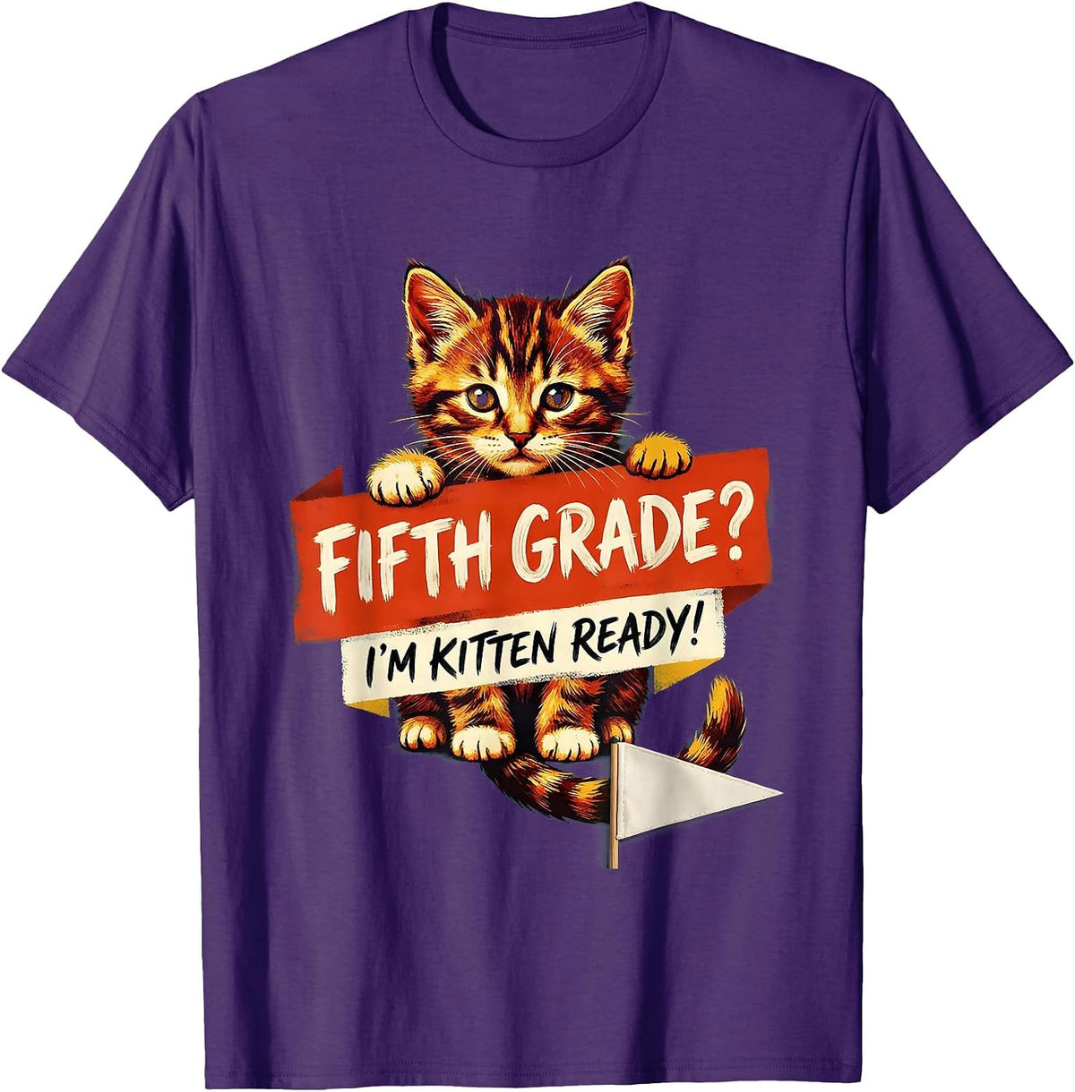 Men's Fifth Grade? I’m Kitten Ready Cute Kitten Girls Back T-Shirt - Purple