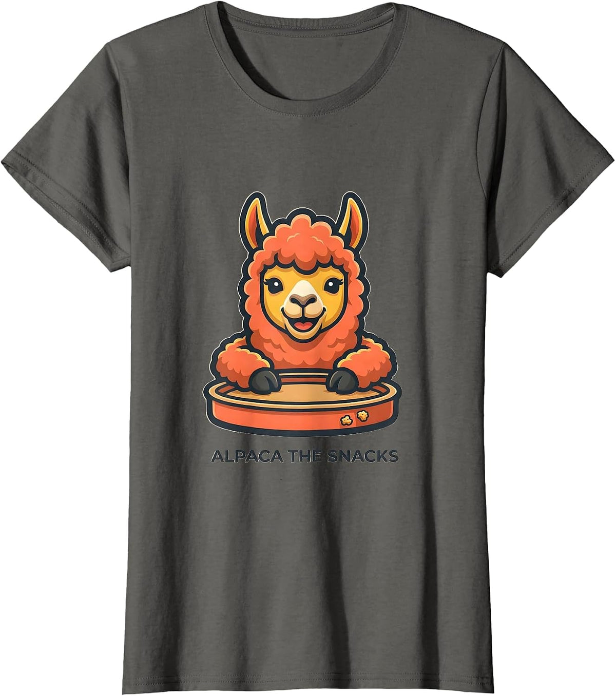 Women's Alpaca The Snacks Funny Alpaca Lover Snack Humor T-Shirt - Asphalt Grey