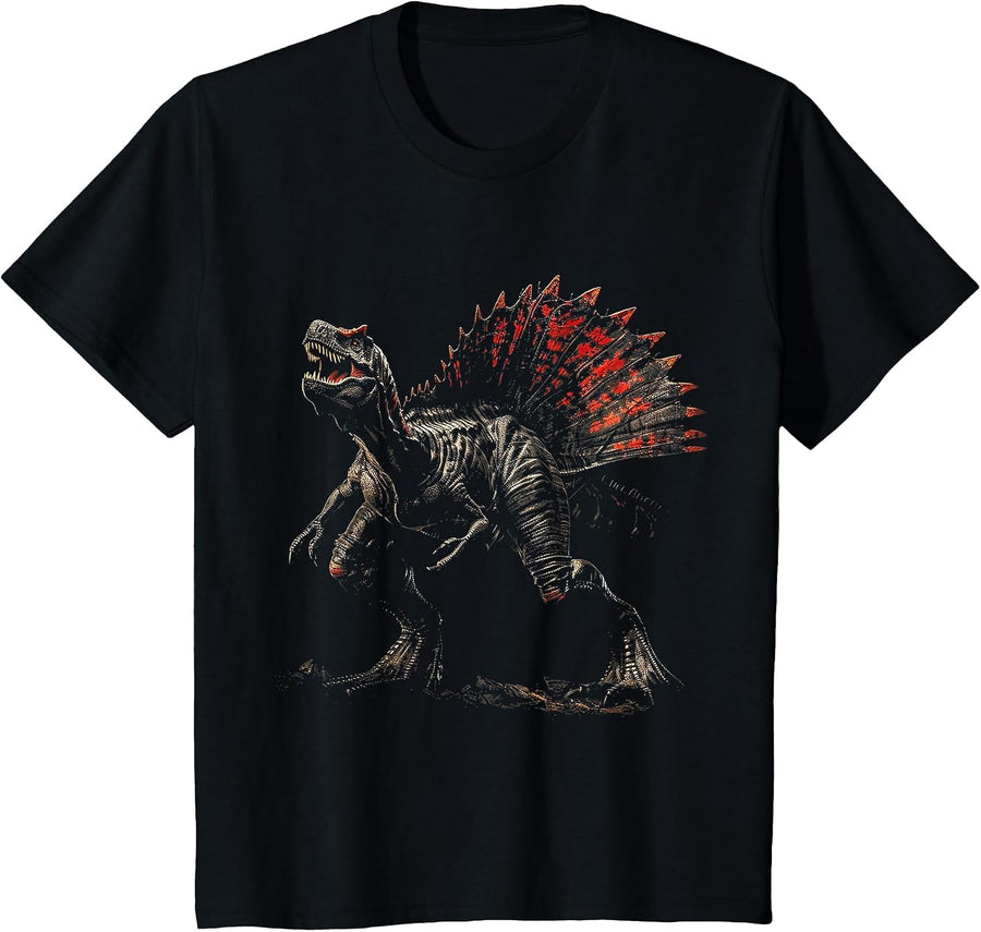 Spinosaurus Dinosaur Graphic Artwork Spinosaurus T-Shirt - Black