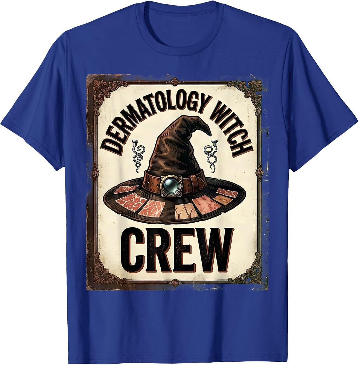 Men's Dermatology Witch Crew Vintage Dermatology Halloween Crew T-Shirt - Royal Blue