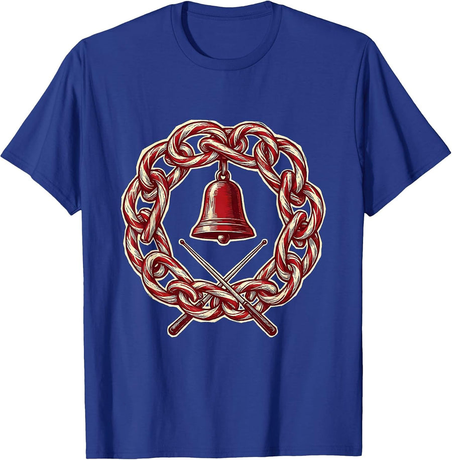 Interlocked Hooks Christmas Wreath Teacher Holiday Pride T-Shirt - Royal Blue