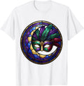Men's Mardi Gras Crescent Moon Carnival Mask Illustration T-Shirt - White