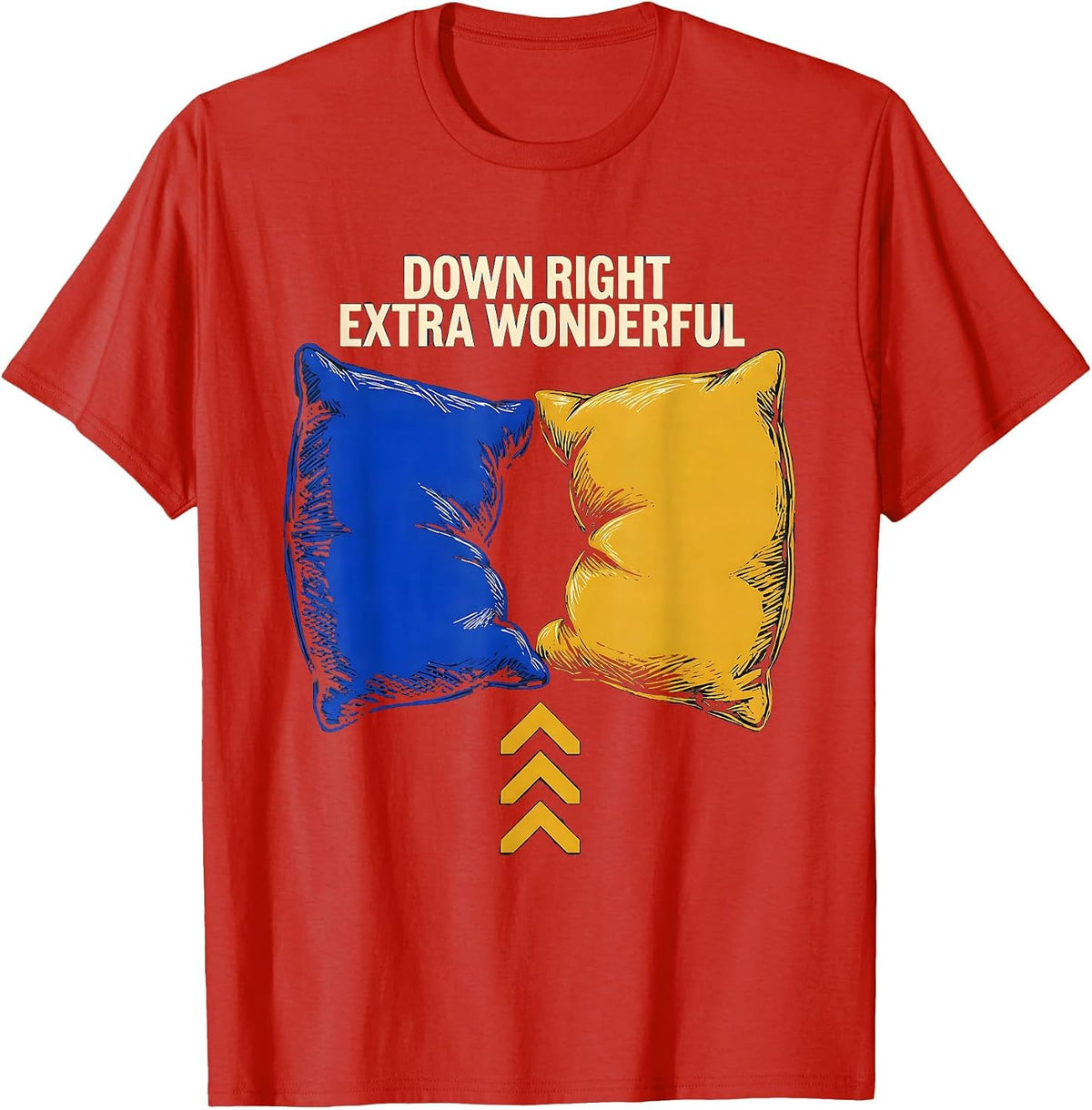Men's Down Right Extra Wonderful Linocut Down Syndrome Awareness T-Shirt - Red
