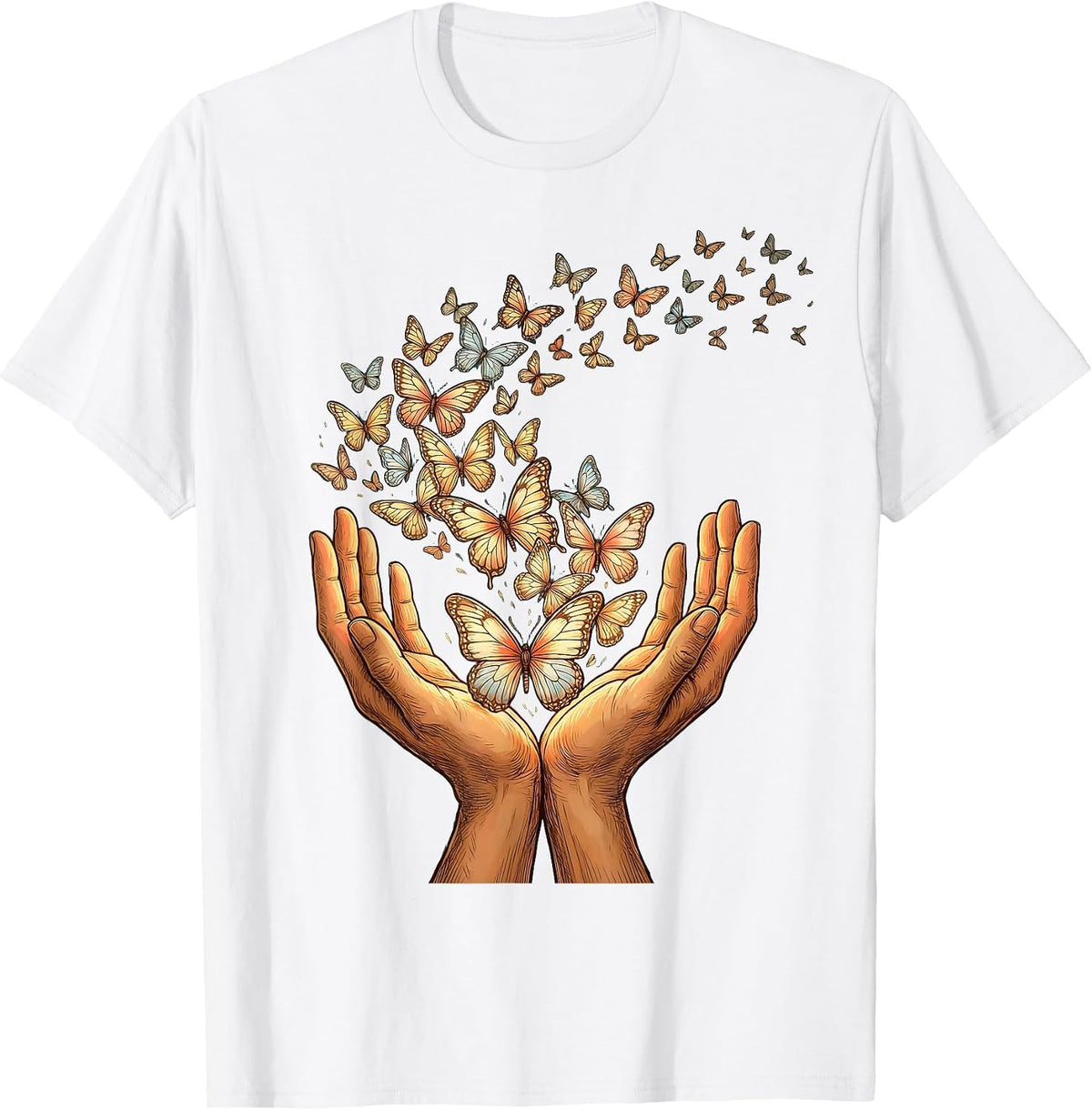 Men's Down Syndrome Awareness Butterfly Release Design T-Shirt - White