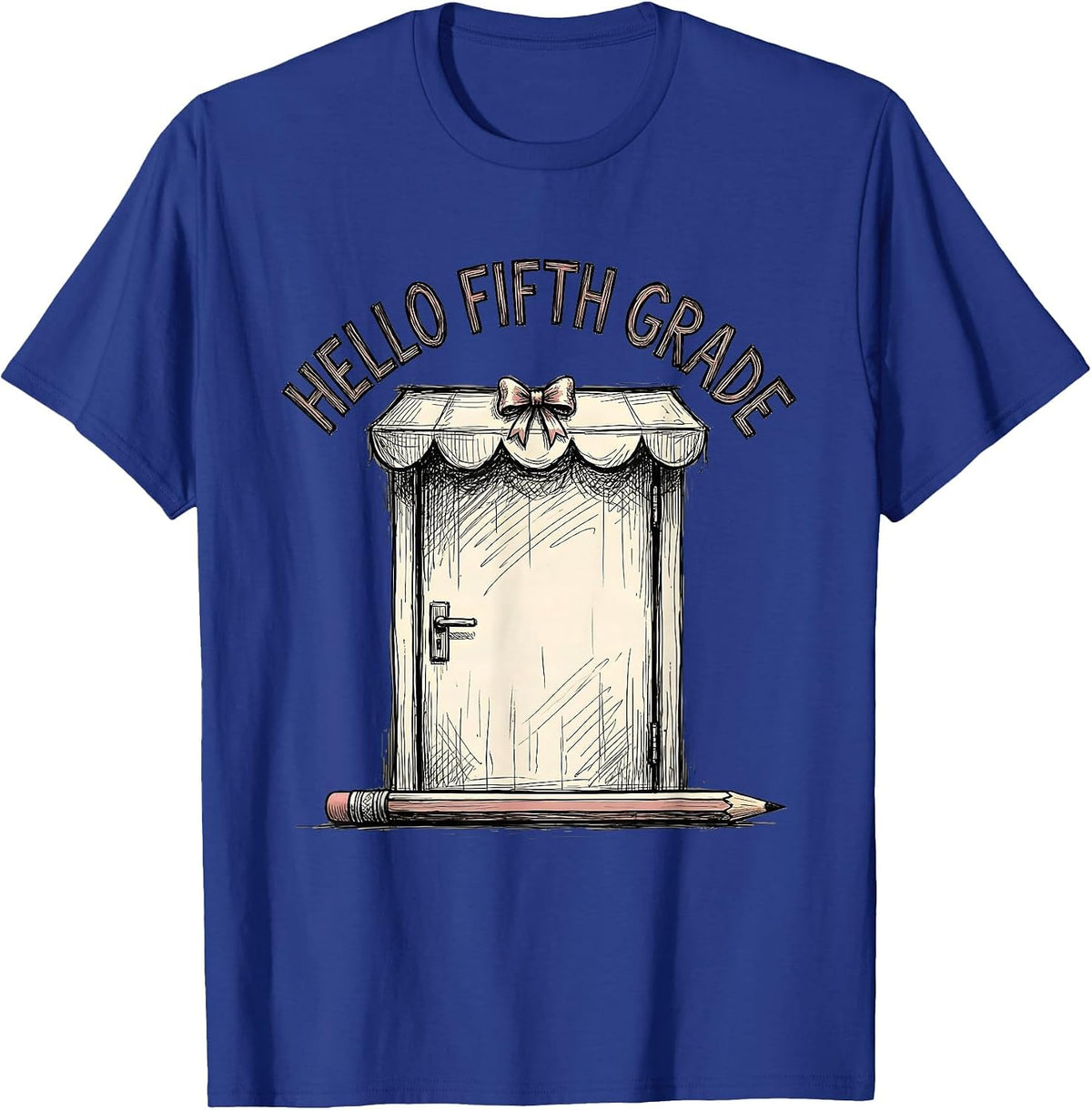 Hello Fifth Grade Cute Coquette Back To School Pencil Bow T-Shirt - Royal Blue