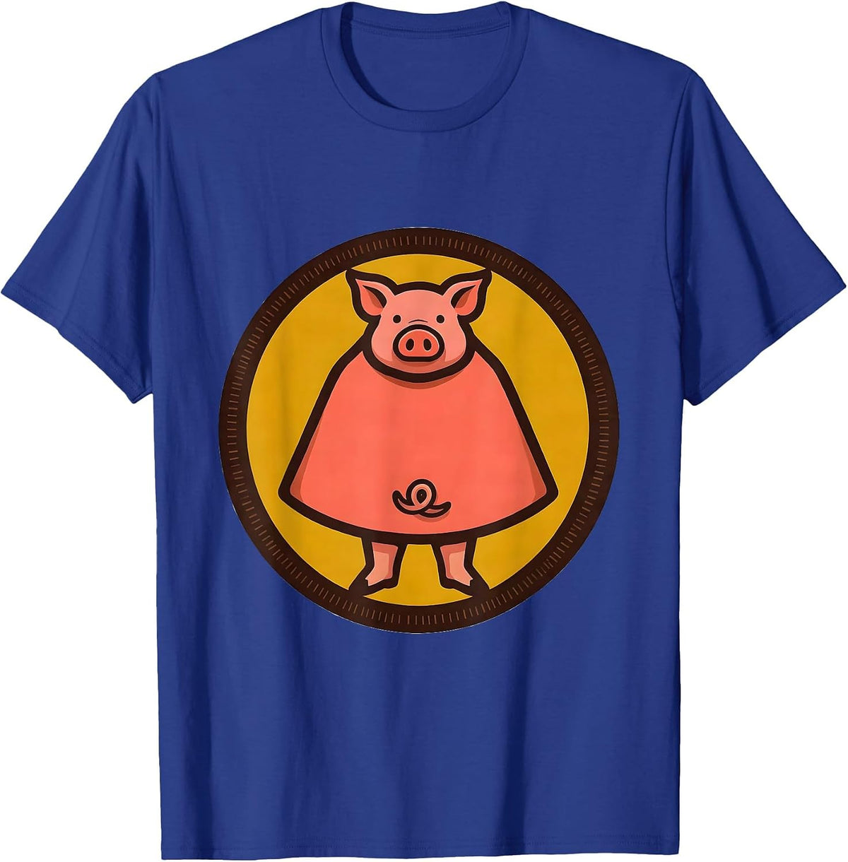 Men's Sealed Pig Badge Screenprint Poster Pig Lover Halloween T-Shirt - Royal Blue