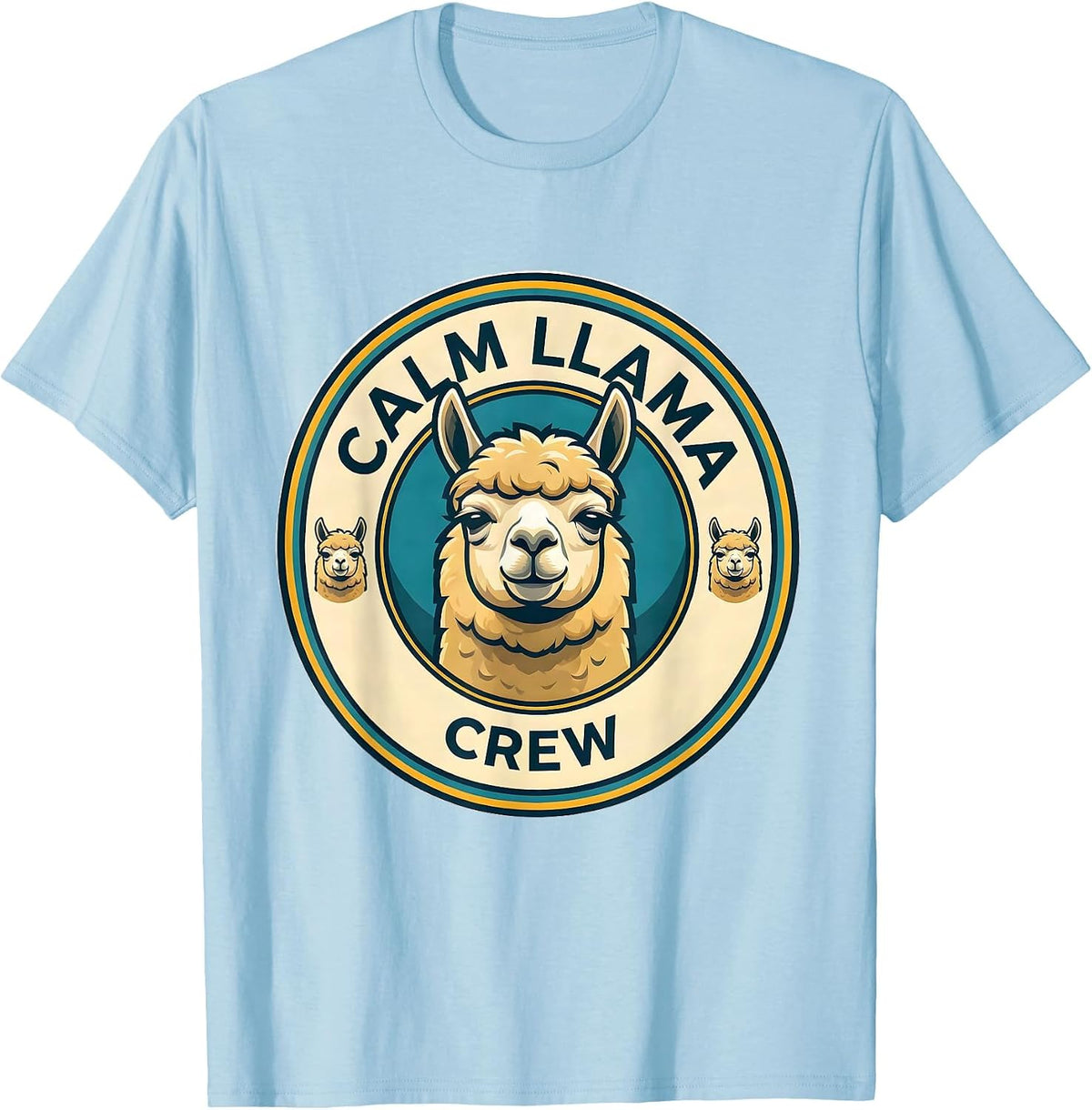 Men's Calm Llama Crew Funny Llama Alpaca Lover Gift T-Shirt - Baby Blue