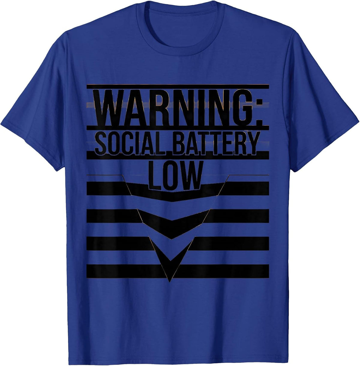 Men's Warning: Social Battery Low Funny Caution Sign Humor T-Shirt - Royal Blue