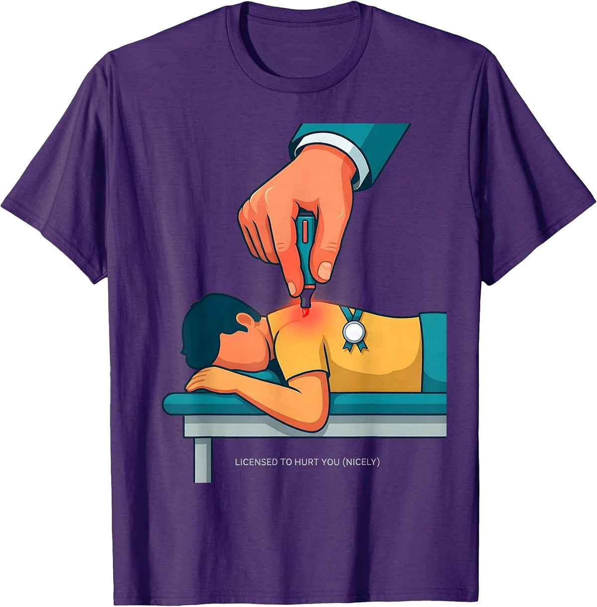 Licensed To Hurt You (Nicely) Funny Massage Therapist Humor T-Shirt - Purple