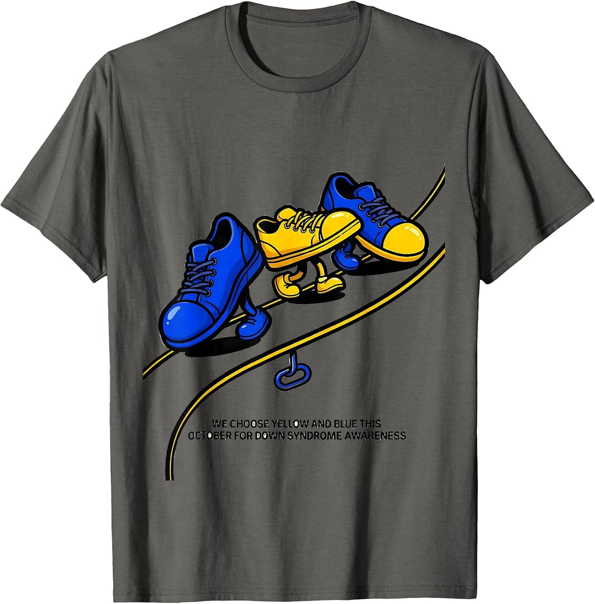 Men's We Choose Yellow Blue Down Syndrome Awareness October T-Shirt - Asphalt Grey