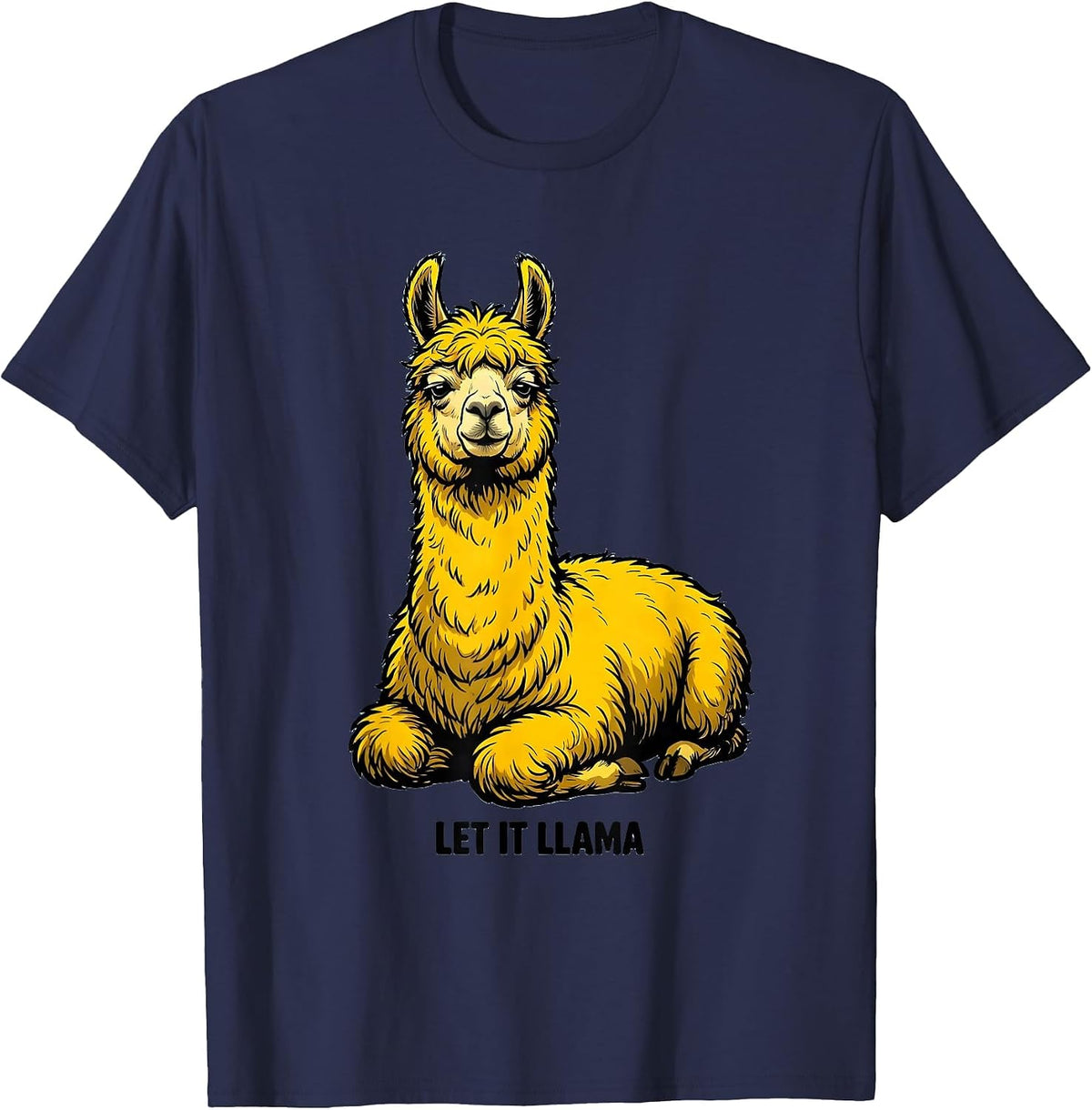 Men's Let It Llama Funny Llama Alpaca Novelty Humor Casual Wear T-Shirt - Navy Blue