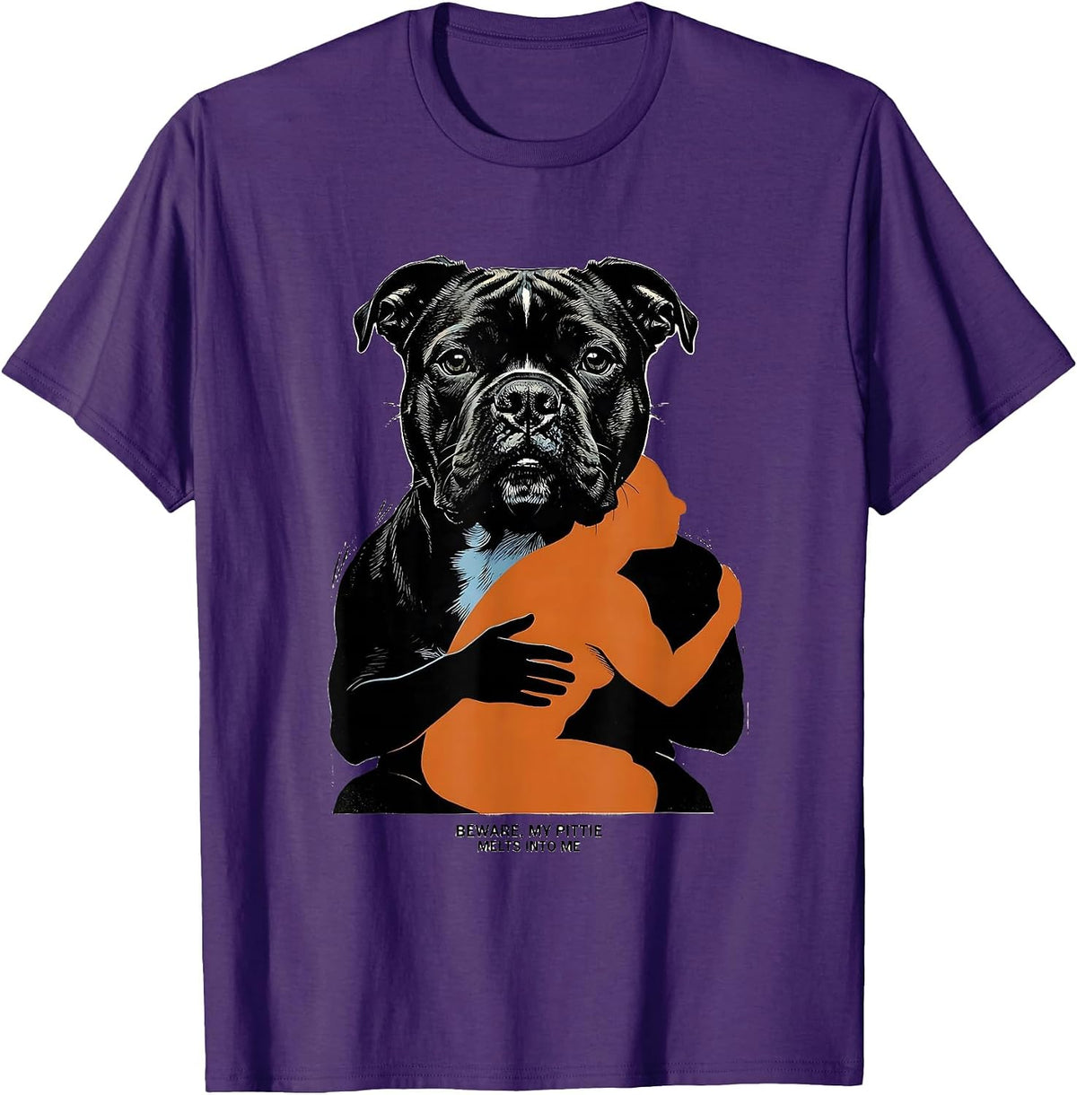 Men's Beware, My Pittie Melts Into Me Funny Pitbull Dog Mom T-Shirt - Purple