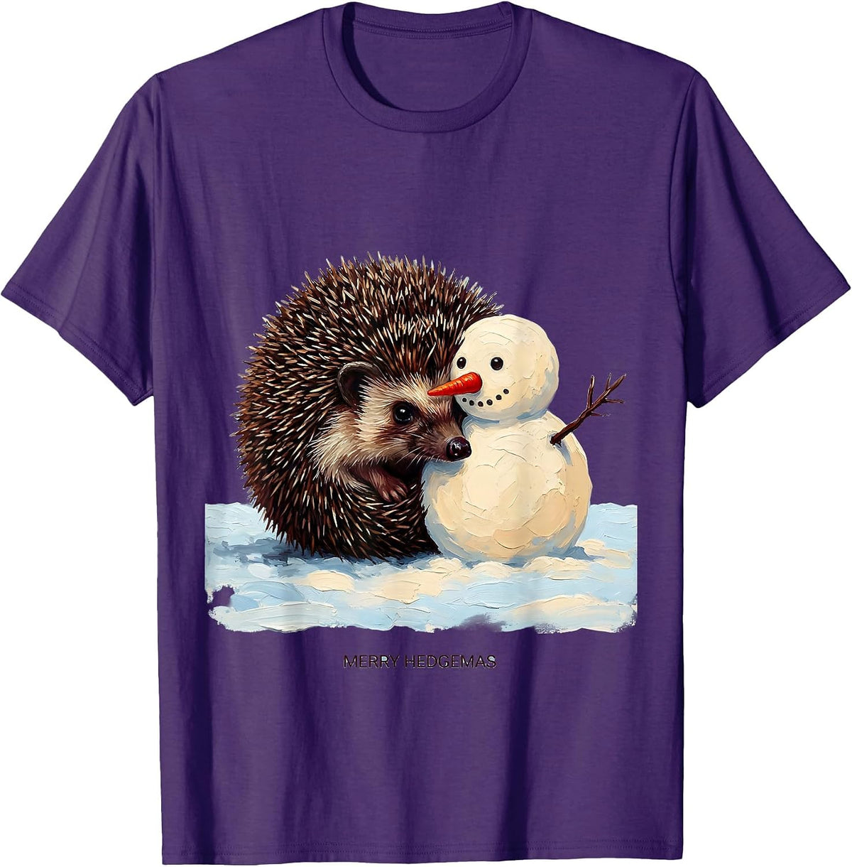 Merry Hedgemas Cute Hedgehog Christmas Humor Novelty Gift T-Shirt - Purple