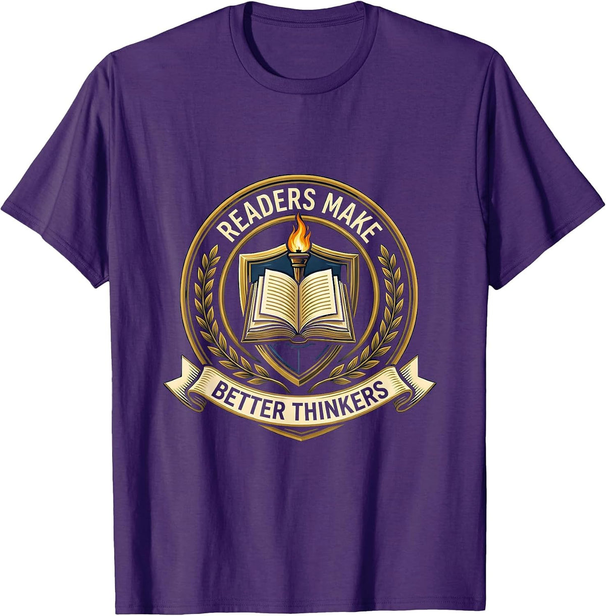 Men's Readers Make Better Thinkers Book Lover Design T-Shirt - Purple