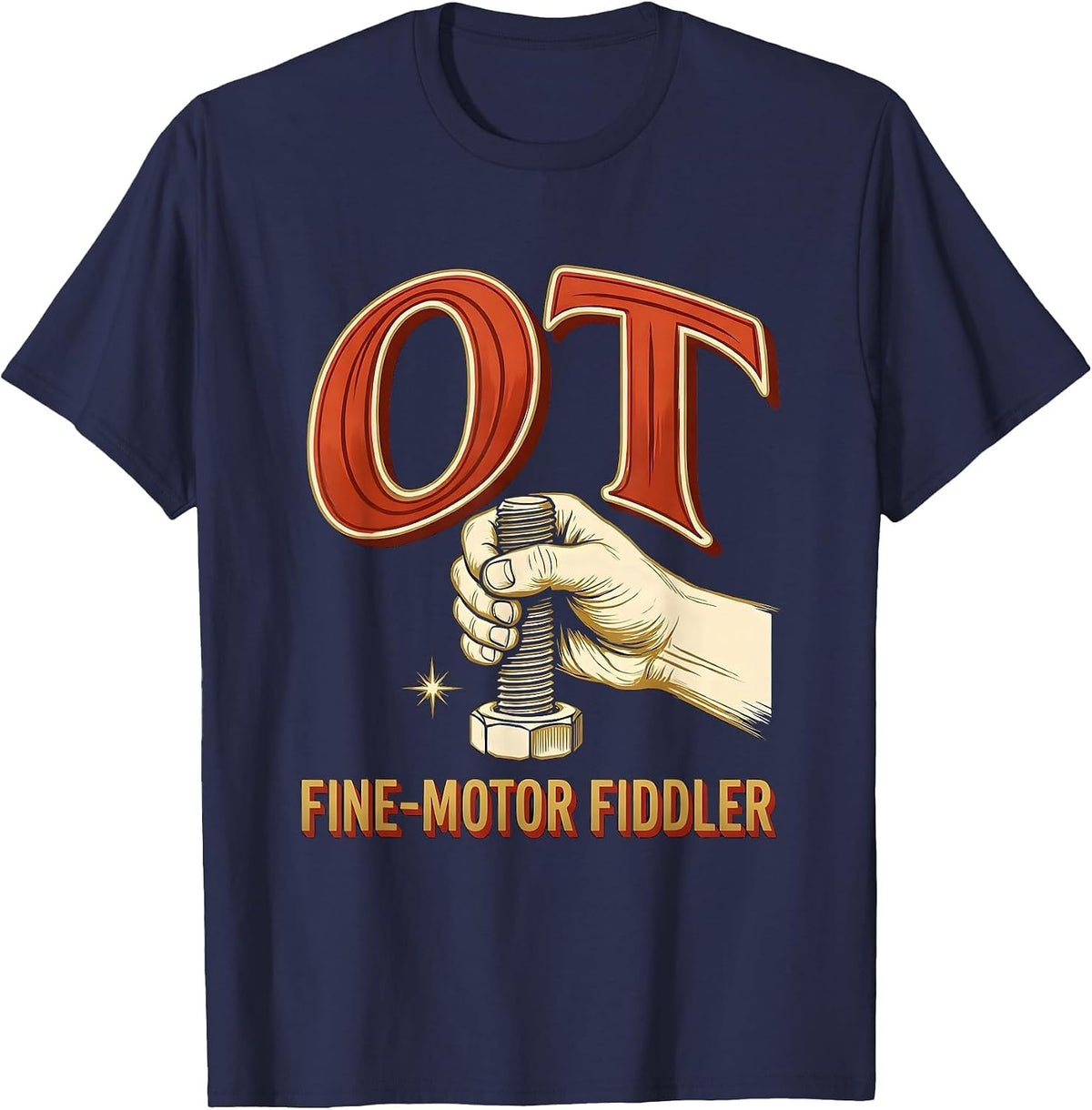 Men's OT Fine-Motor Fiddler Occupational Therapy OT Assistant T-Shirt - Navy Blue