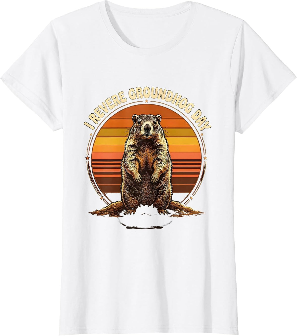 I Revere Groundhog Day Retro 70s Funny Groundhog Day Gift T-Shirt - White
