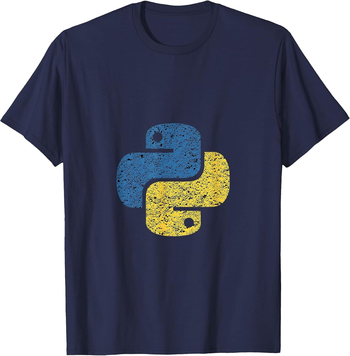 Distressed Python Logo for Engineers T-Shirt - Navy Blue