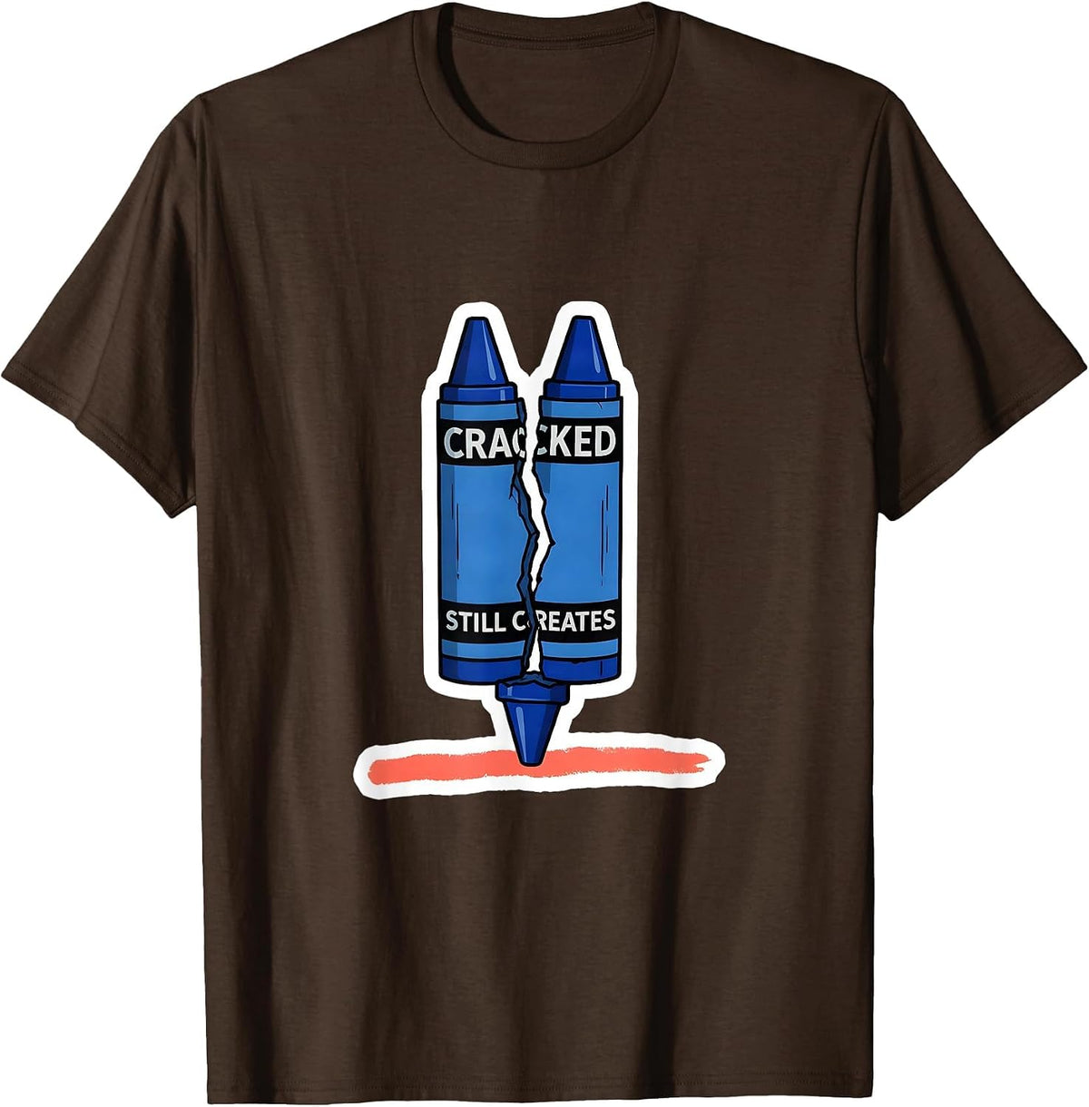 Men's Cracked Still Creates Inspirational Teacher Mental Health T-Shirt - Brown