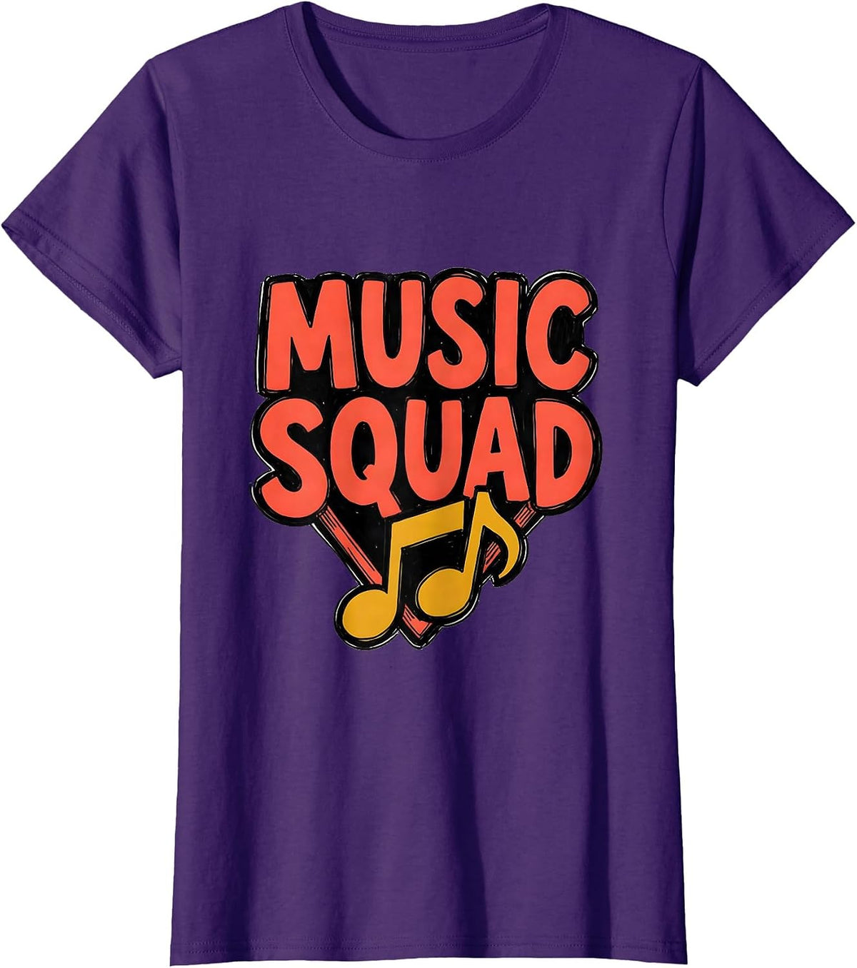 Women's Music Squad Cheerful Teacher Team Back To School T-Shirt - Purple
