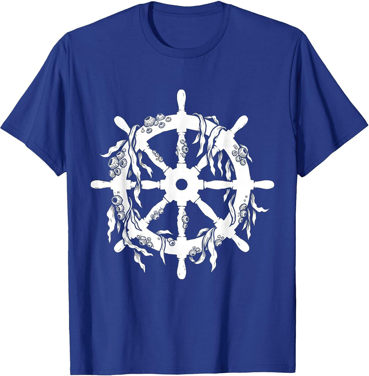 Men's Barnacle Ship Wheel Nautical Sailor Graphic T-Shirt - Royal Blue