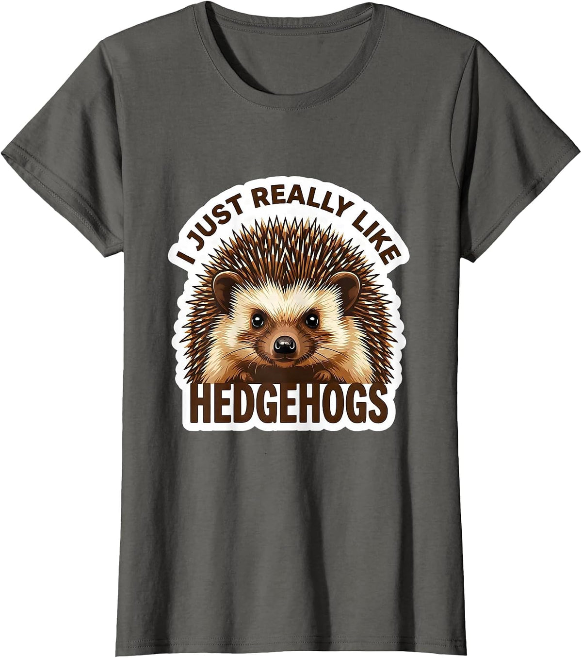 Women's I Just Really Like Hedgehogs Funny Hedgehog Novelty Animal T-Shirt - Asphalt Grey