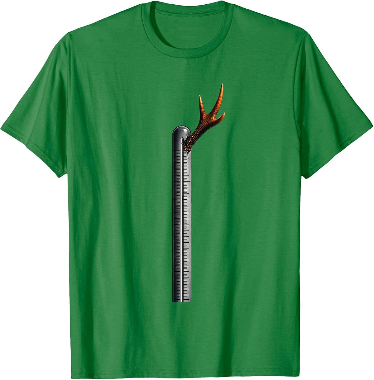 Men's Antler Thermometer Minimalist Deer Hunting Dad Humor T-Shirt - Kelly Green