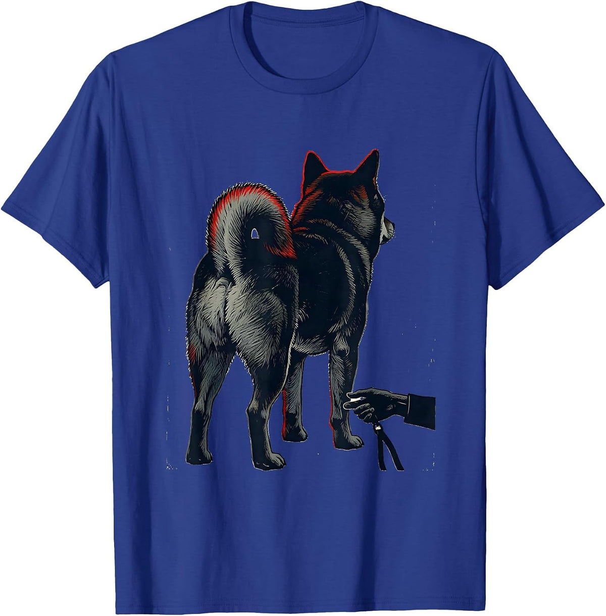 Men's Shiba Inu Linocut Funny Dog Lover Gift T-Shirt - Royal Blue