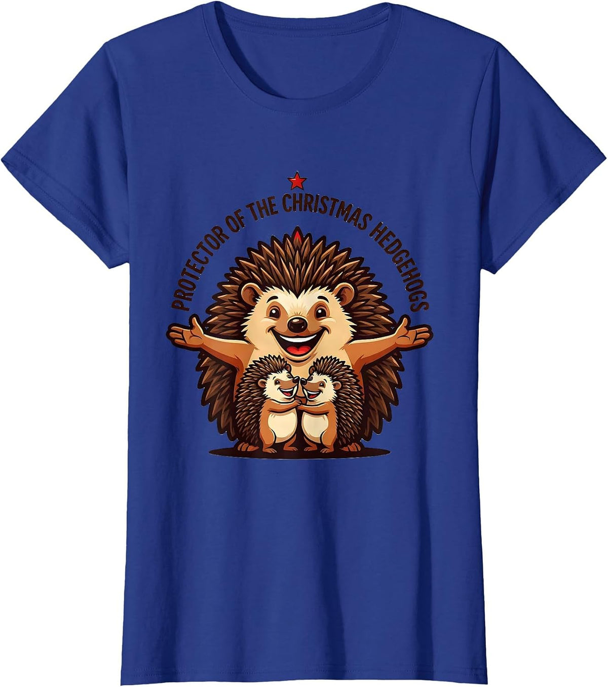 Women's Protector Of The Christmas Hedgehogs Cute Hedgehog Lover T-Shirt - Royal Blue