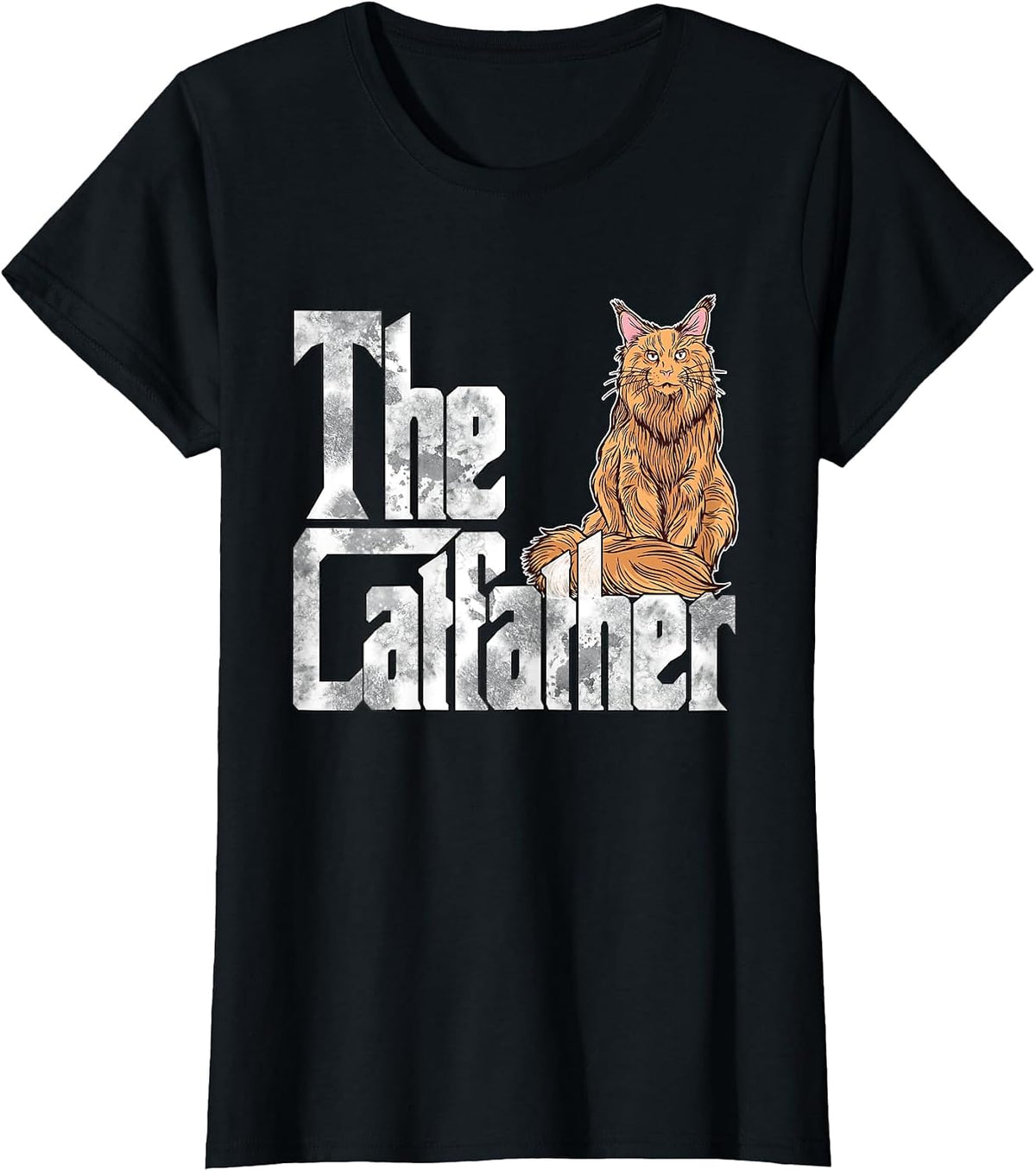 Cat Dad The Catfather Maine Coon Cat Father Kitty Daddy T-Shirt - Black