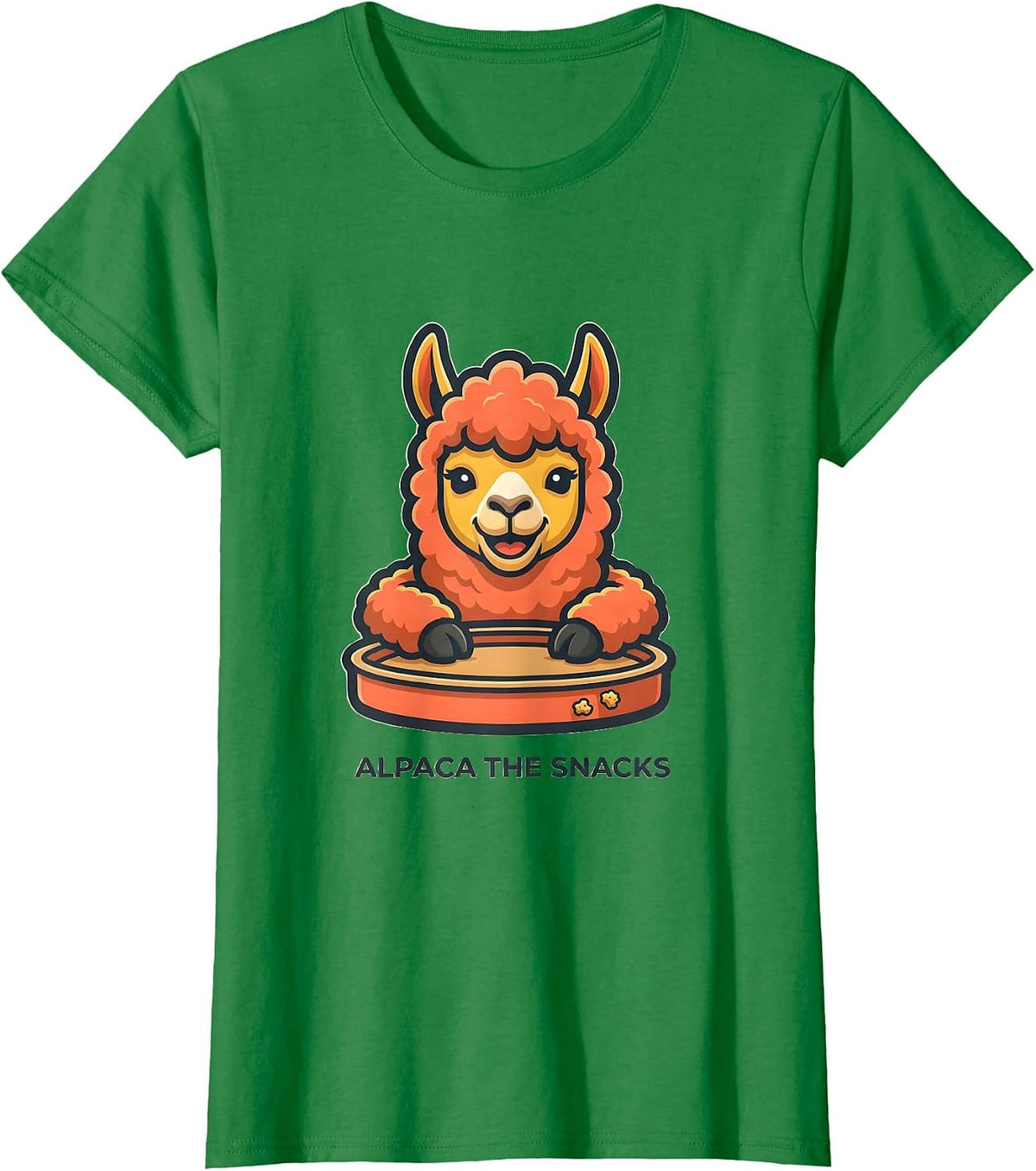 Women's Alpaca The Snacks Funny Alpaca Lover Snack Humor T-Shirt - Kelly Green