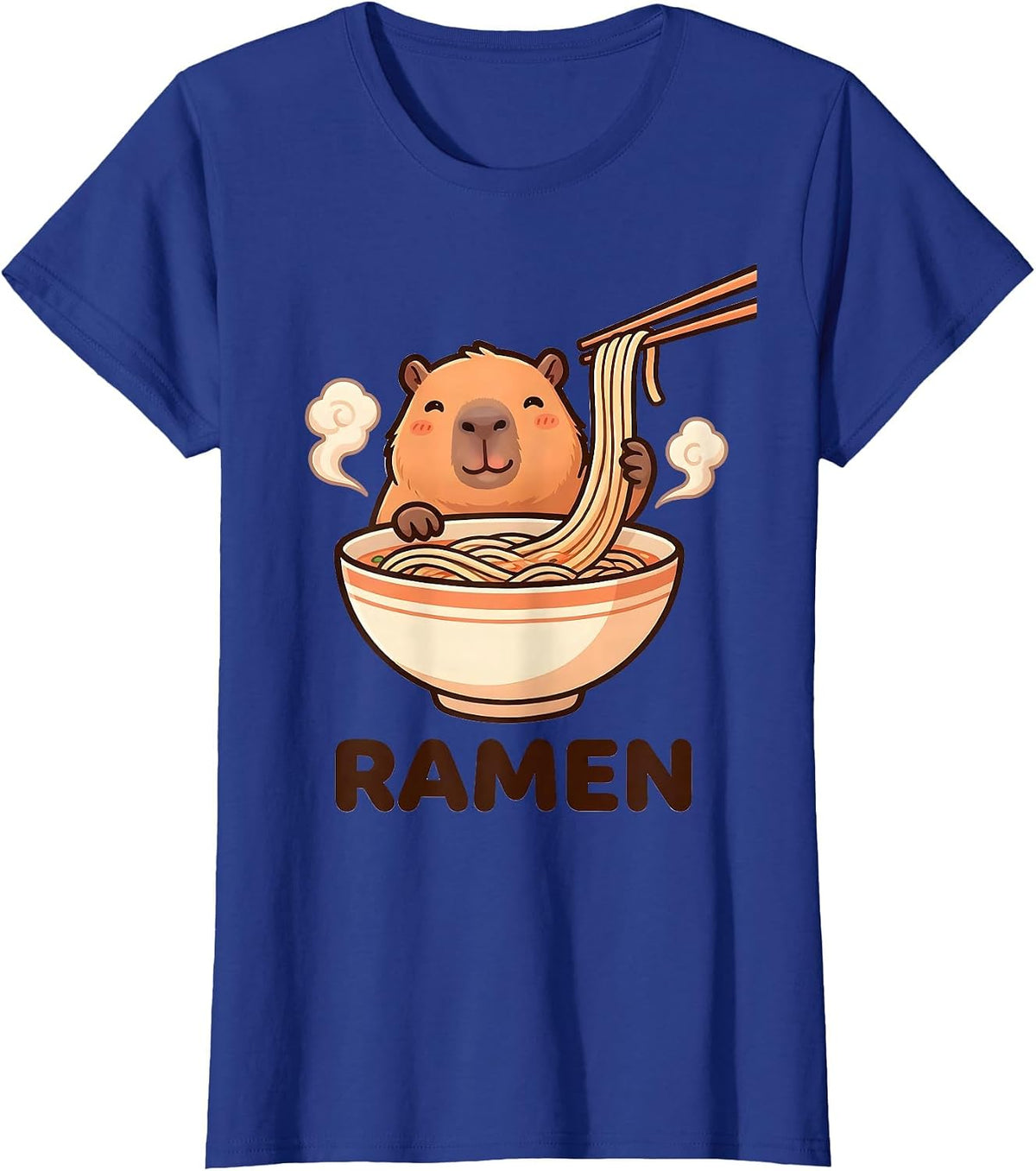 Women's Ramen Cute Capybara Kawaii Animal Anime Food Lover Gift T-Shirt - Royal Blue