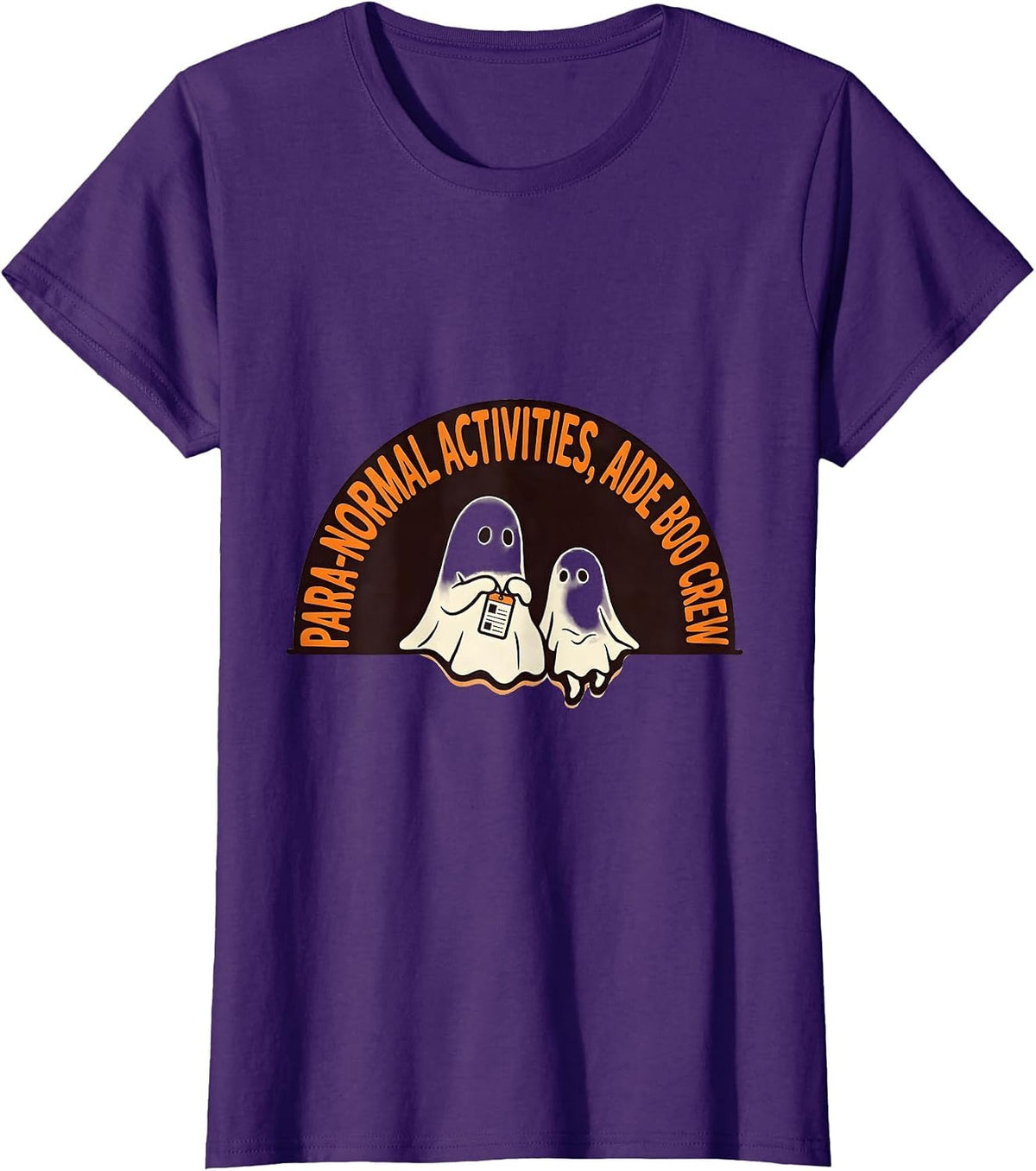 Women's Para-Normal Activities Aide Boo Crew SpEd Teacher Halloween T-Shirt - Purple