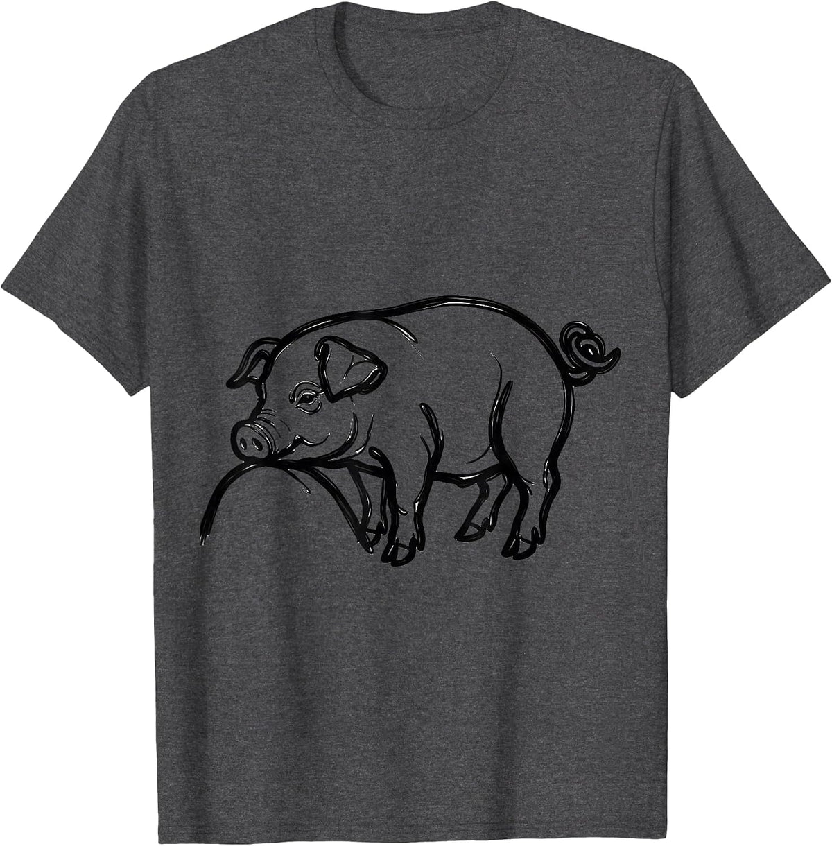 Piglet Line Art Funny Pig Lover Halloween Costume T-Shirt - Dark Heather Grey