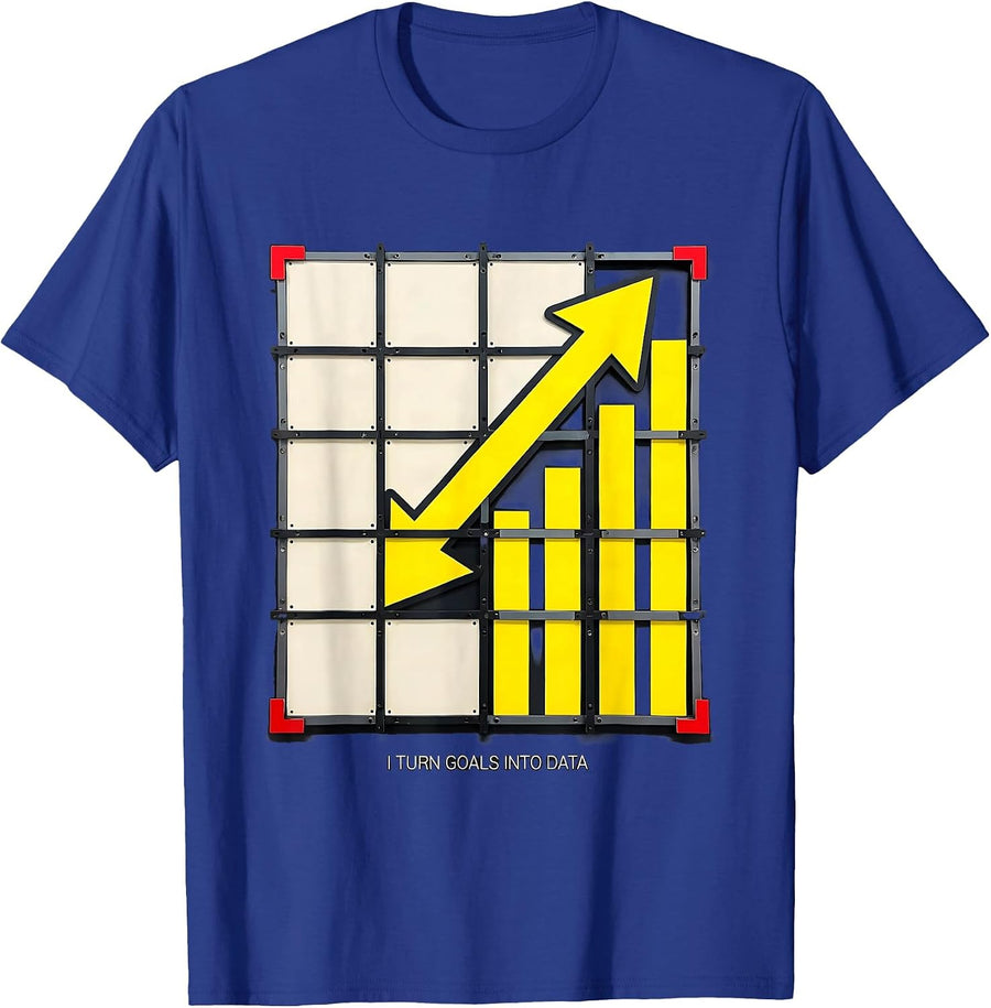I Turn Goals Into Data Stencil Graphic Special Education T-Shirt - Royal Blue