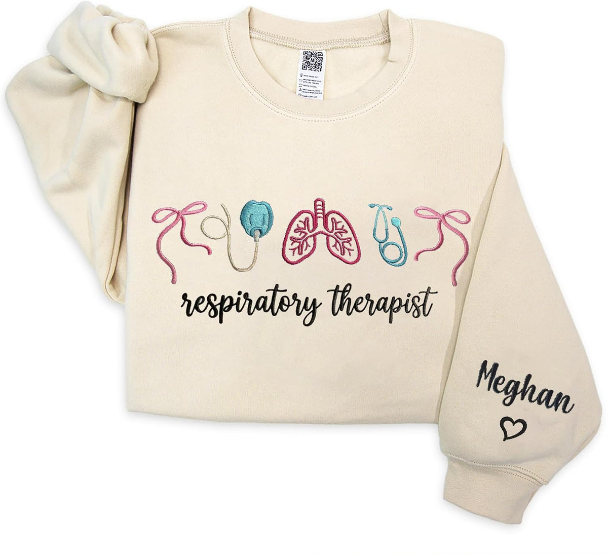 Chillever Personalized Embroidered Respiratory Therapist Sweatshirt, Custom RT Gift for Her, RT Graduation Gifts - A1