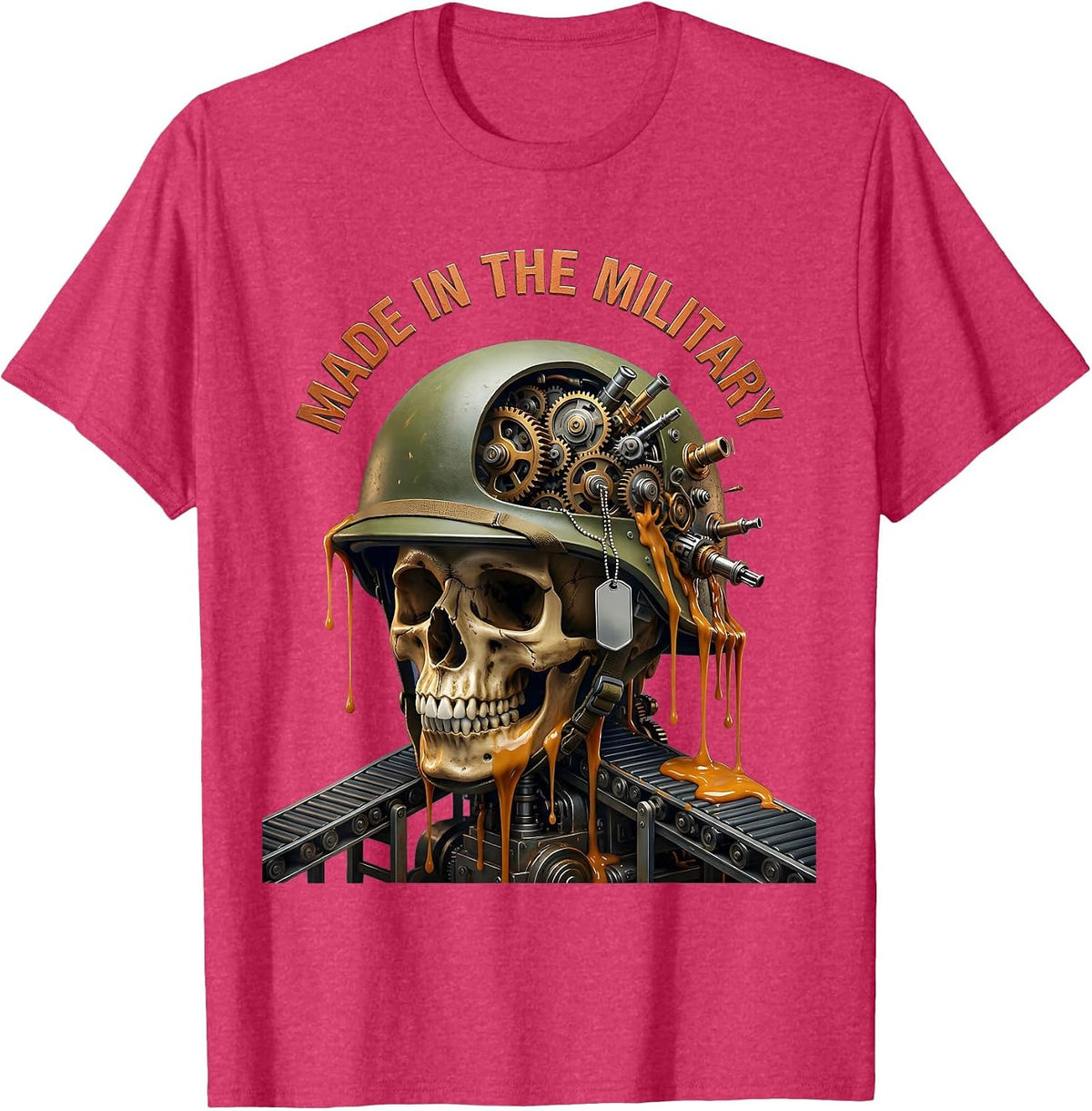 Made in the Military Proud Veteran Design T-Shirt - Red Heather