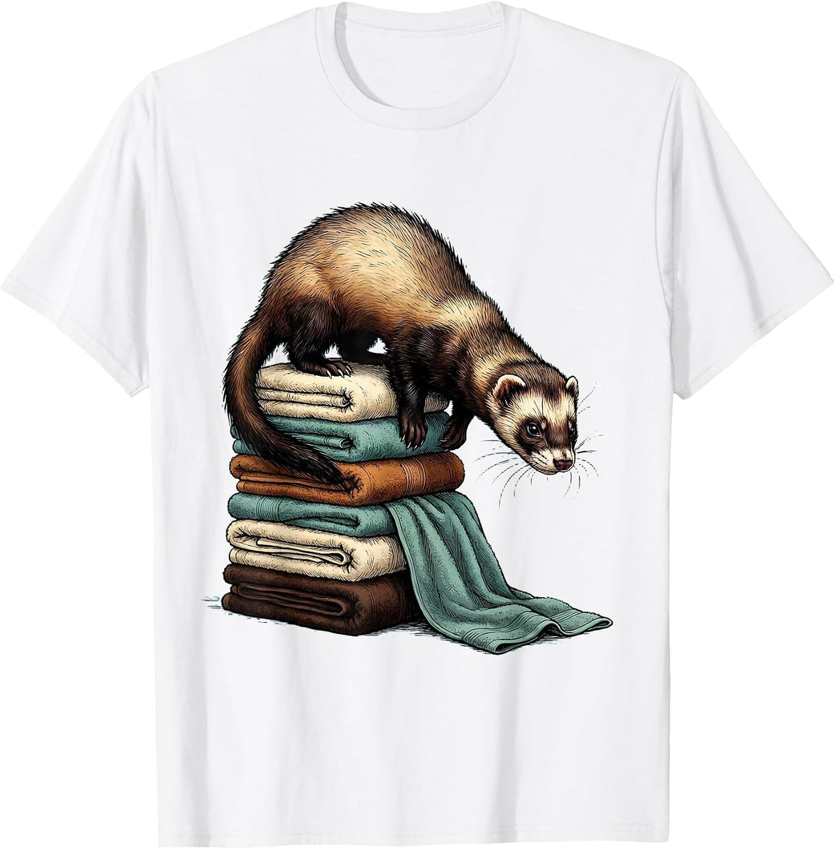 Men's Masked Ferret Breaking Towels Funny Ferret Lover Humor T-Shirt - White