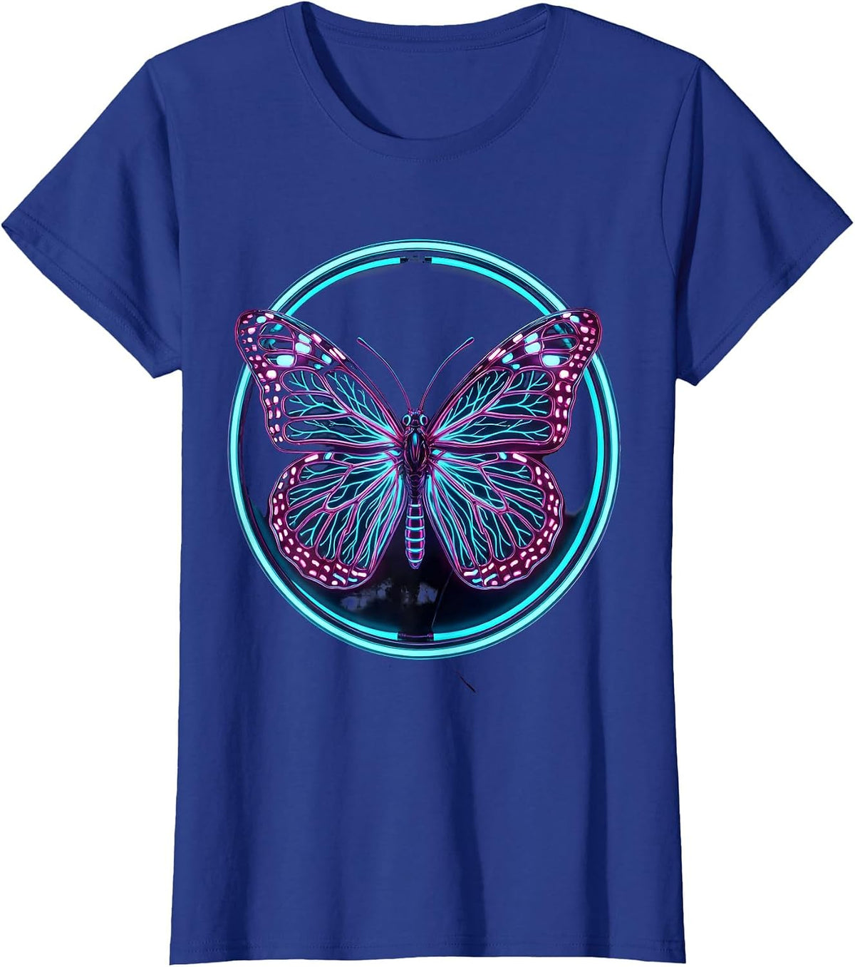 Women's Overstimulated Nervous System Butterfly Graphic T-Shirt - Royal Blue