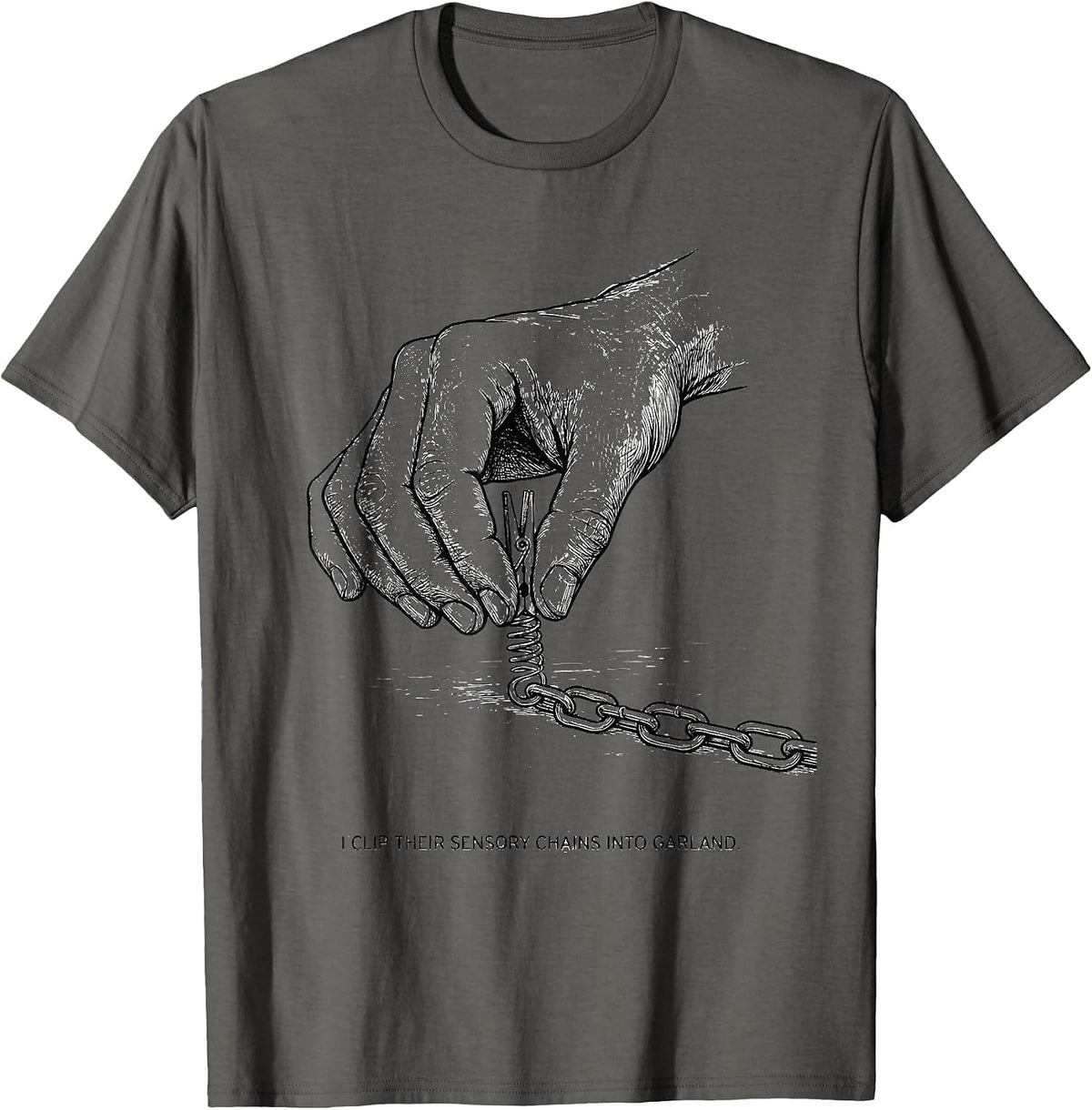Men's I Clip Their Sensory Chains Into Garland Occupational T-Shirt - Asphalt Grey