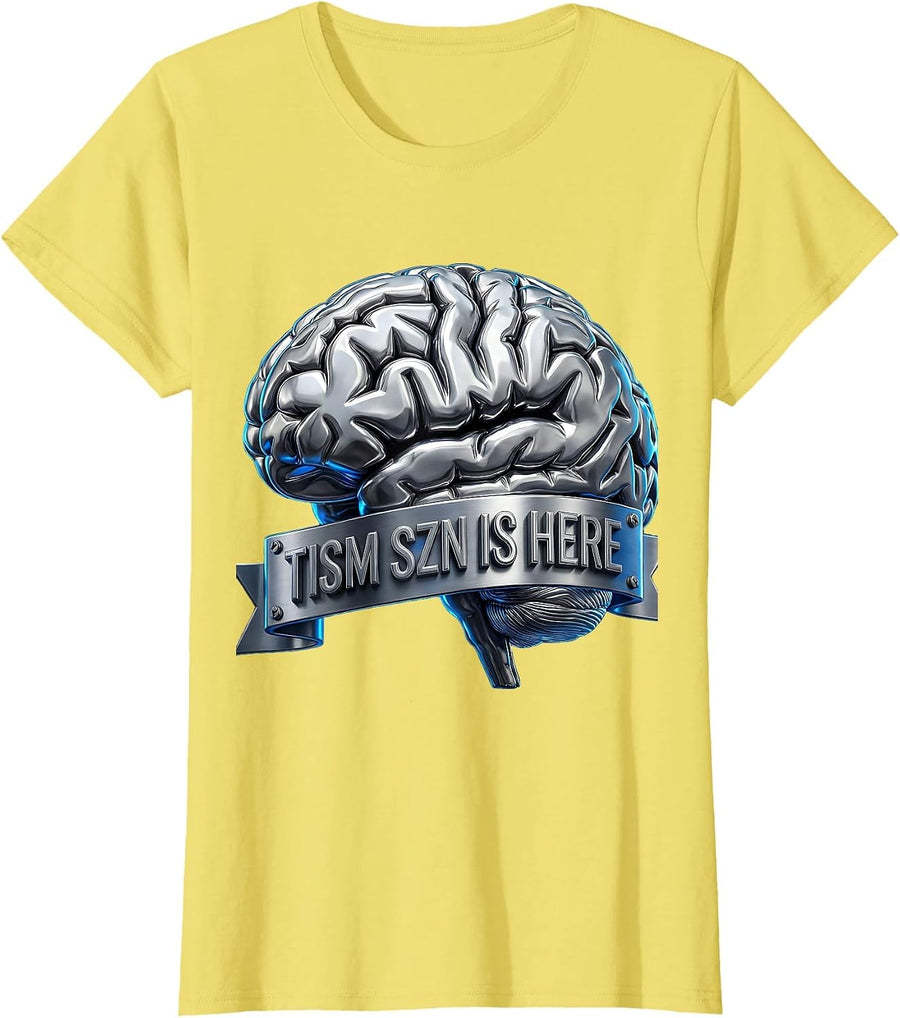 Women's Rizz Em With The Tism Tism Szn Is Here T-Shirt - Lemon Yellow