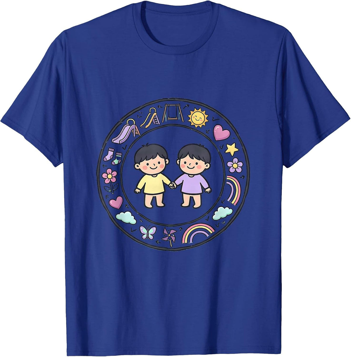 Men's Down Syndrome Awareness Kids Holding Hands Design T-Shirt - Royal Blue