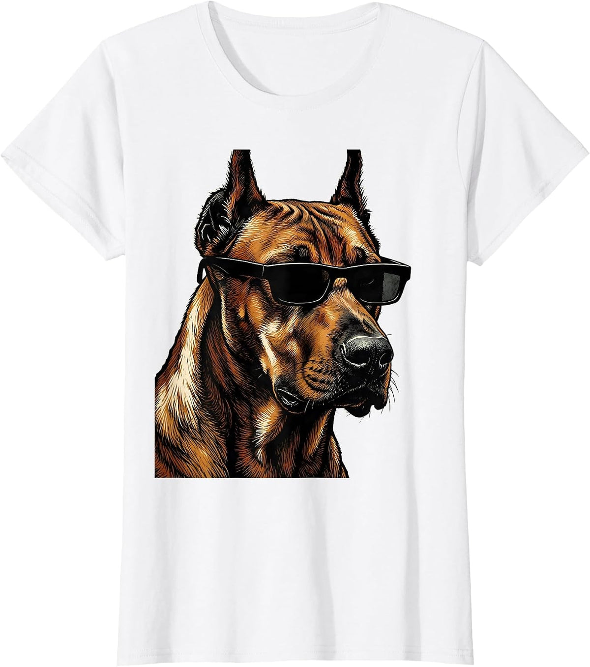 Rhodesian Ridgeback Sunglasses Linocut Dog Lover Humor T-Shirt - White