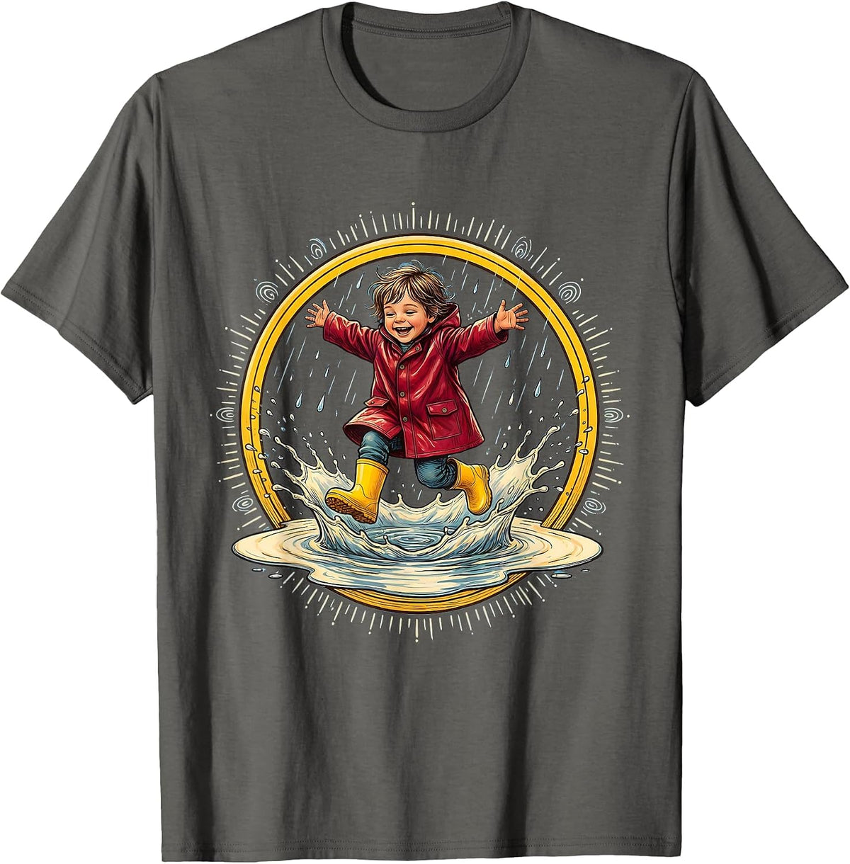 Down Syndrome Awareness Joyful Puddle Splash T-Shirt - Asphalt Grey