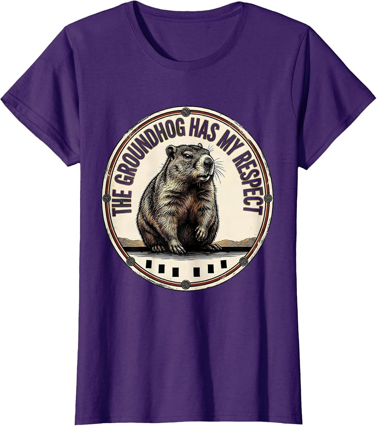 Women's The Groundhog Has My Respect Vintage Funny Groundhog Day T-Shirt - Purple